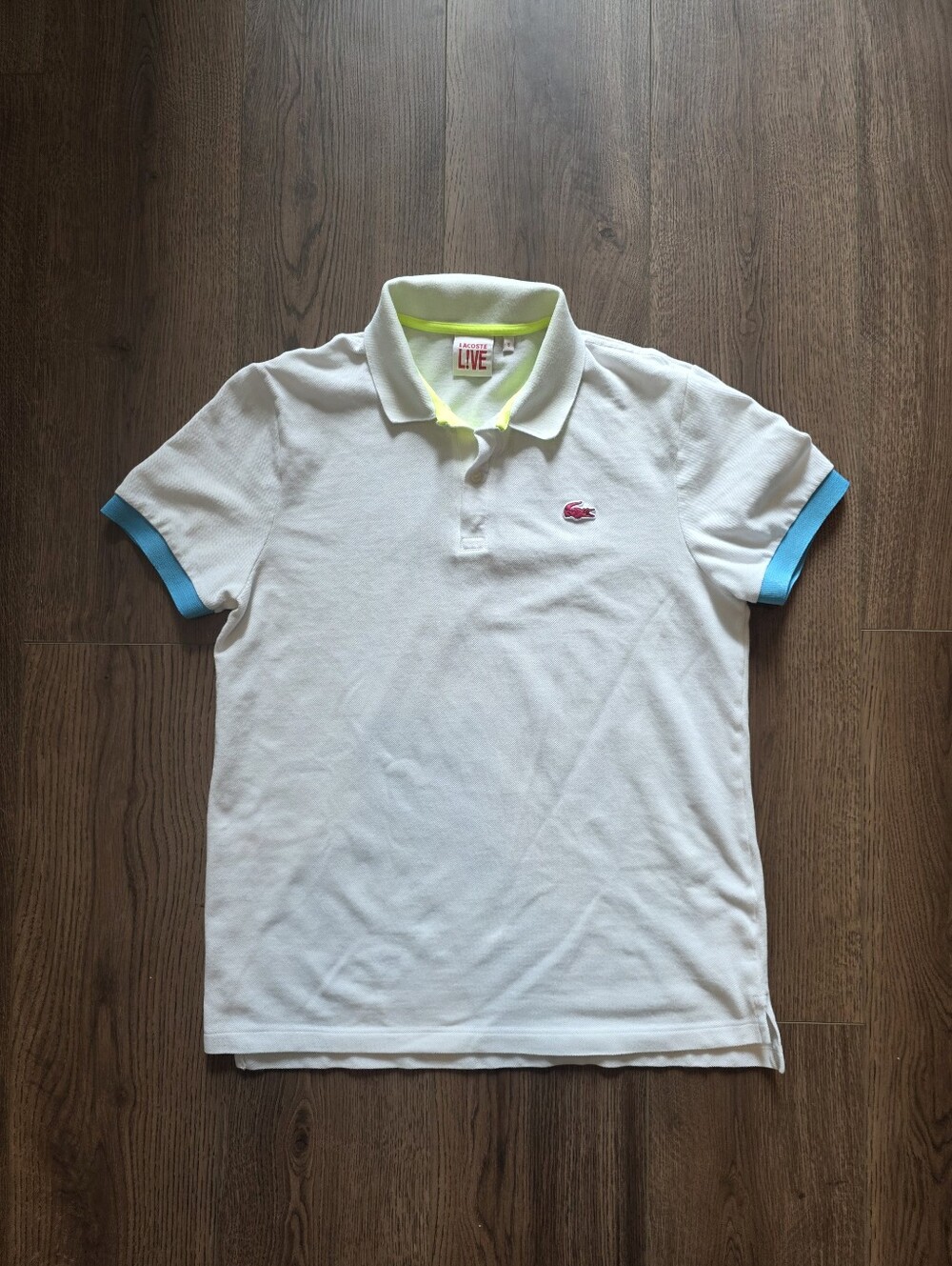 Lacoste L!VE - Contrast Trim Polo - 5 Large - White - Cotton Pique